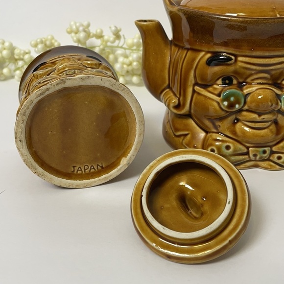 Teapot 1950’s Toby Style Set Japan Ben Franklin Cream Sugar - Picture 6 of 17